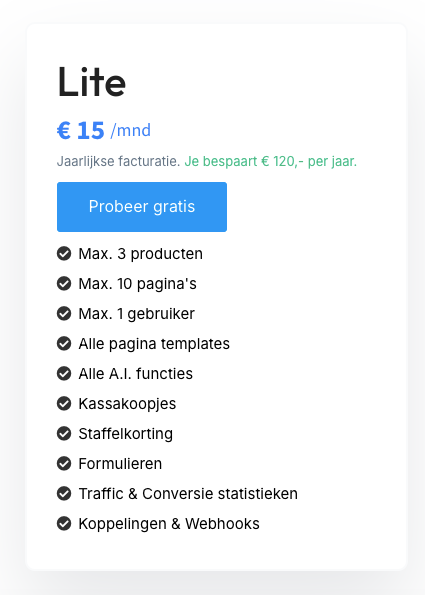 Plug & Pay Lite abbonement