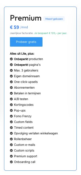 Plug&Pay Premium abbonnement
